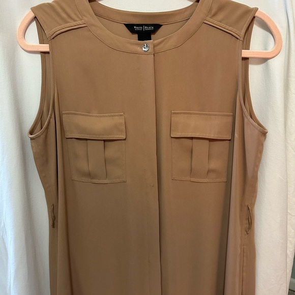 White House Black Market Tan Sleeveless Dress with pockets size 4 - Picture 3 of 11
